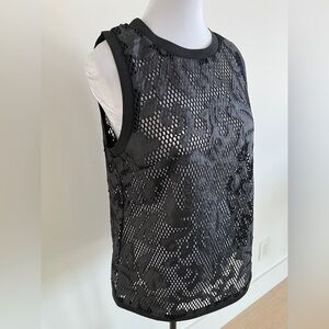 COSTER COPENHAGEN Black Sleeveless Mesh Tank Top Floral Whimsigoth Edgy Layer